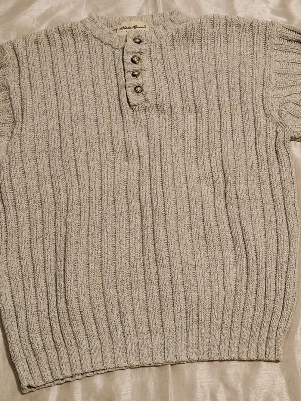 Vintage Eddie Bauer men's grey ribbed-knit sweater size M